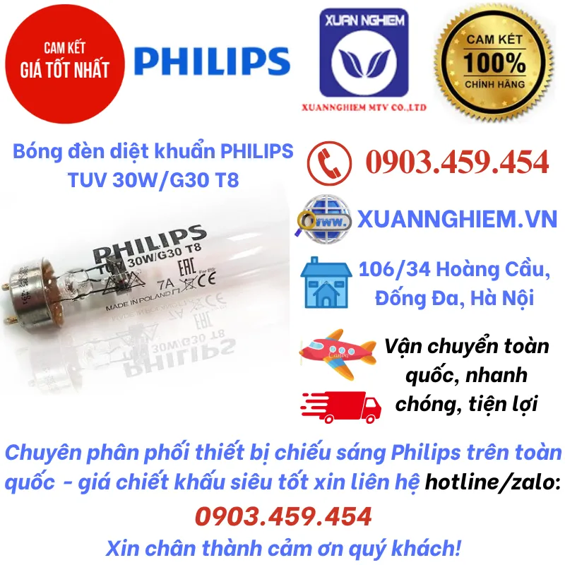 Bóng đèn diệt khuẩn PHILIPS TUV 30W/G30 T8