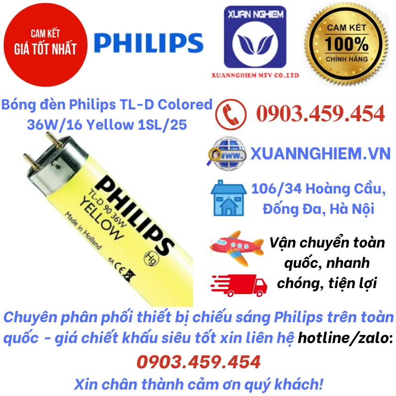 Bóng đèn Philips TL-D Colored 36W/16 Yellow 1SL/25