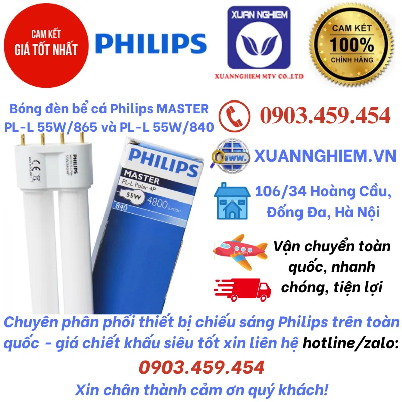 Bóng đèn bể cá Philips MASTER PL-L 55W/865 và PL-L 55W/840
