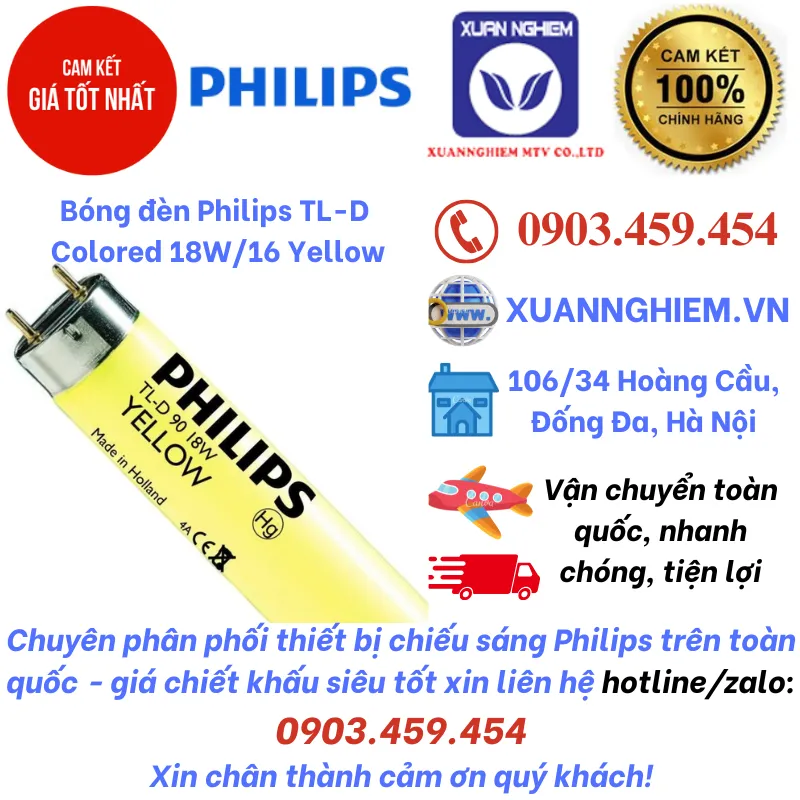Bóng đèn Philips TL-D Colored 18W/16 Yellow