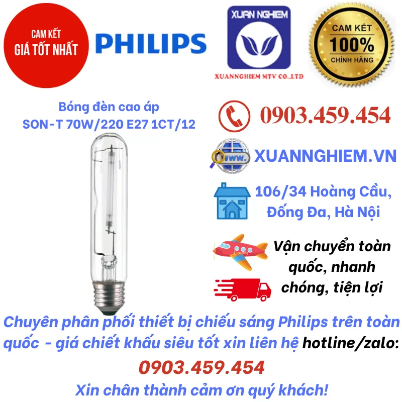 Bóng đèn cao áp SON-T 70W/220 E27 1CT/12