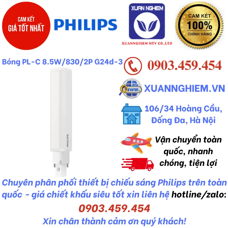 Bóng đèn PL-C 8.5W/830/2P G24d-3