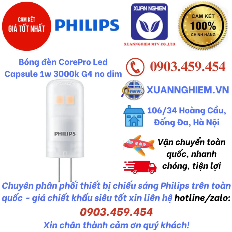Bóng đèn CorePro Led Capsule 1w 3000k G4 no dim