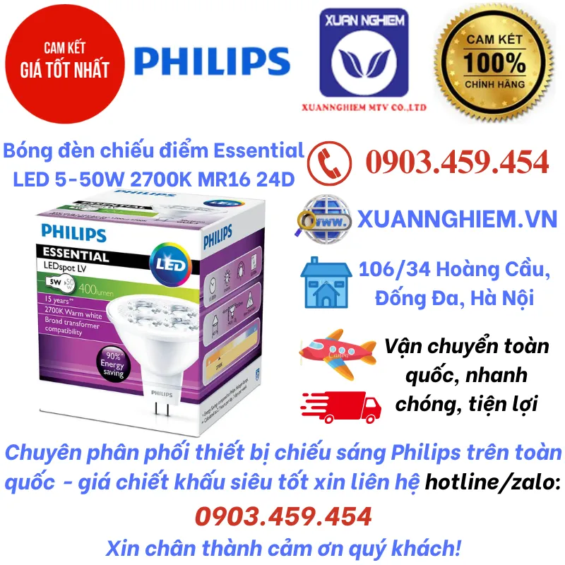 Bóng đèn chiếu điểm Essential LED 5-50W 2700K MR16 24D