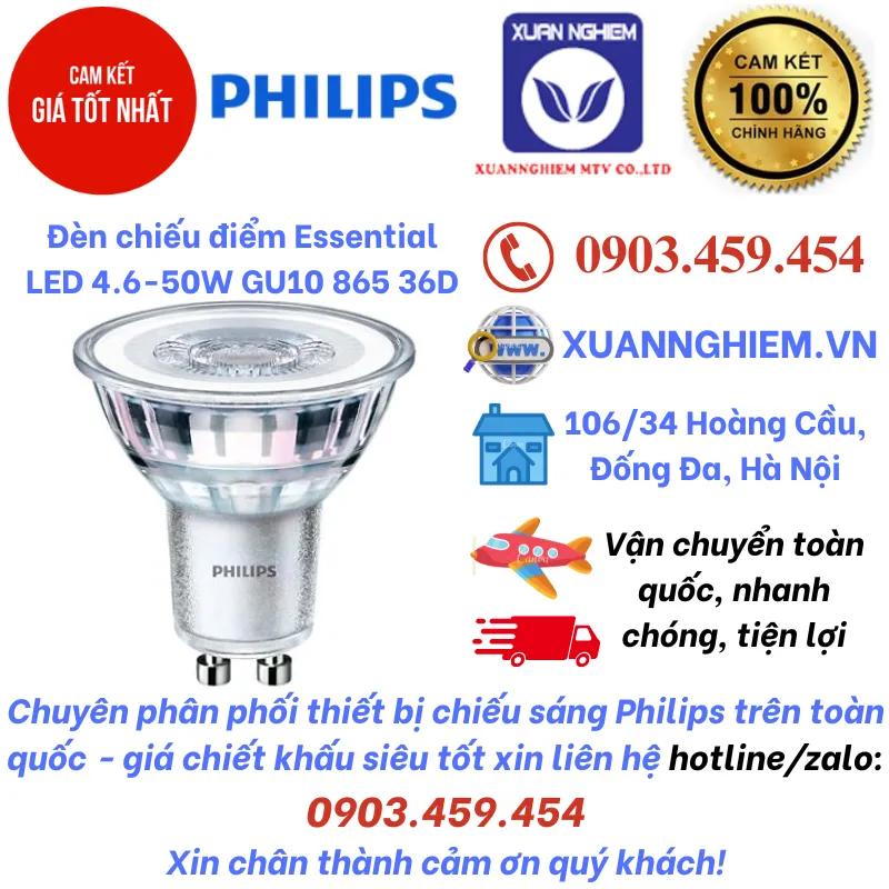 Bóng đèn chiếu điểm Essential Led 4.6-50W GU10 865 36D