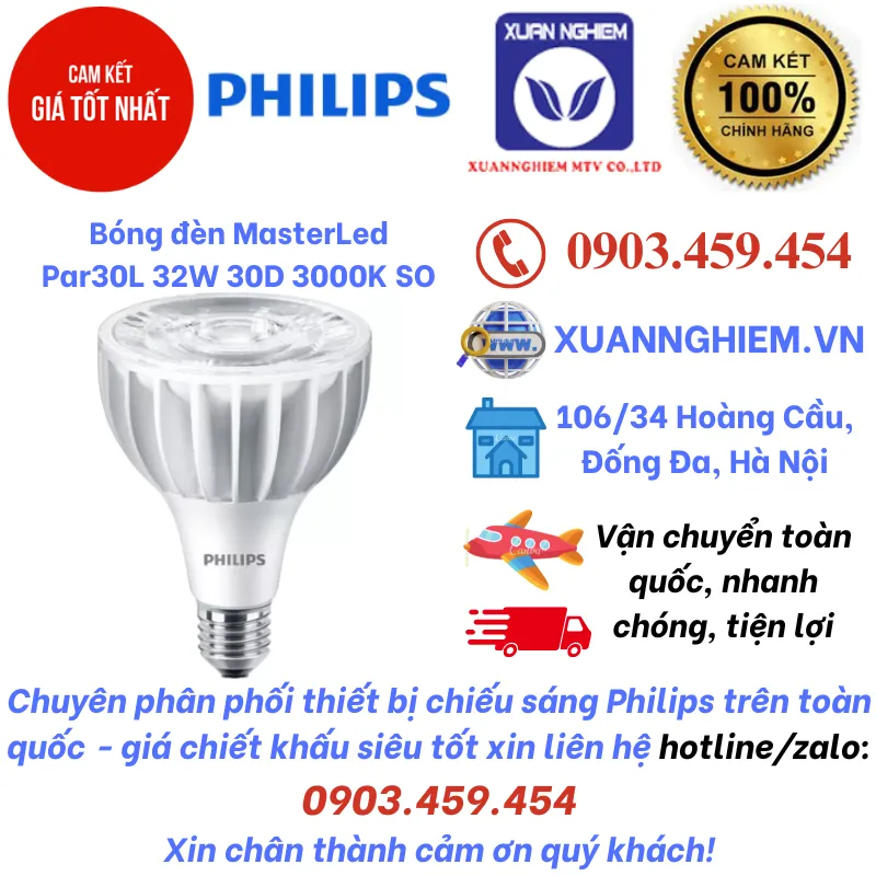 Bóng đèn MasterLed Par30L 32W 30D 3000K SO