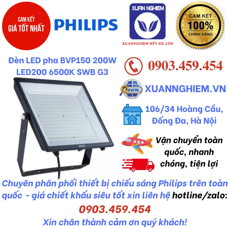 Đèn LED pha BVP150 200W LED200 6500K SWB G3