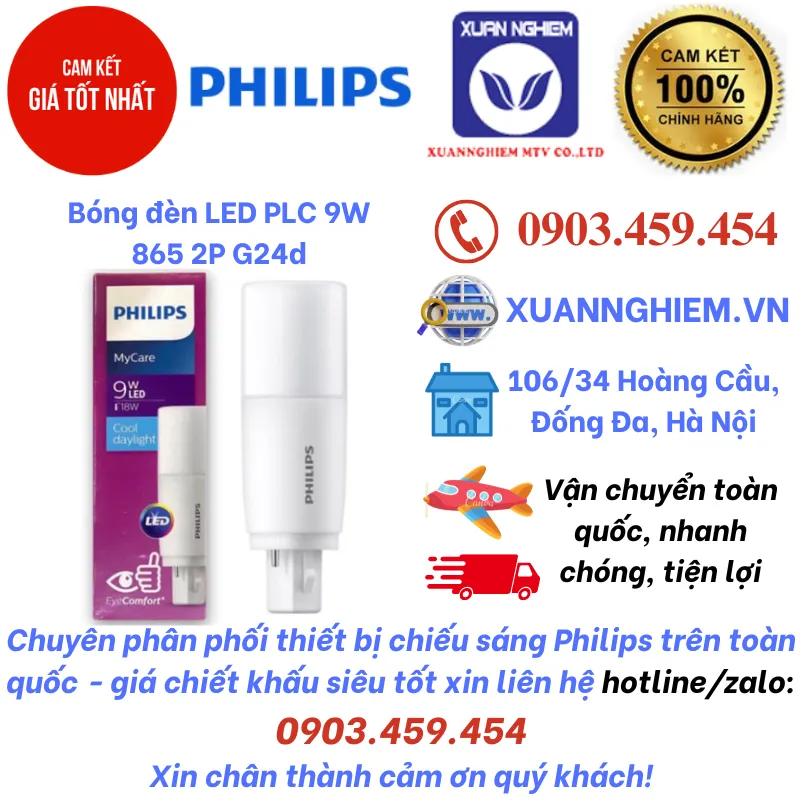 Bóng đèn LED PLC 9W 865 2P G24d