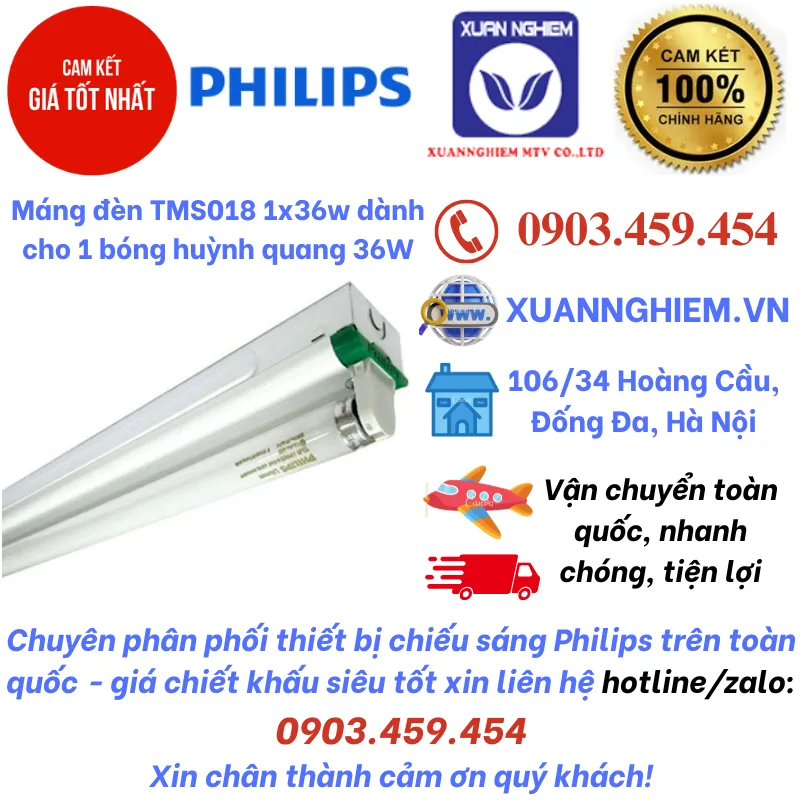 Máng đèn TMS018 1x36w dành cho 1 bóng huỳnh quang 36W