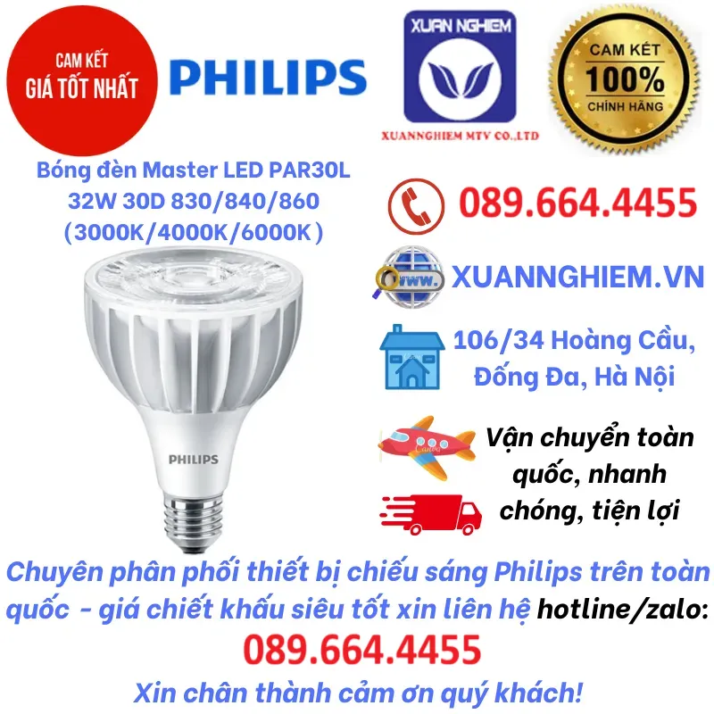 Bóng đèn Master LED PAR30L 32W 30D 830 / Master LED PAR30L 32W 30D 840 / Master LED PAR30L 32W 30D 860