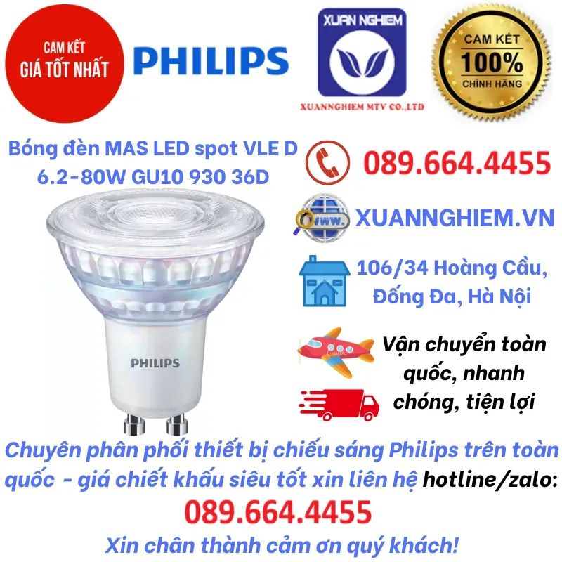 Bóng đèn MAS LED spot VLE D 6.2-80W GU10 930 36D