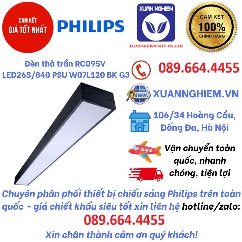 Đèn thả trần RC095V  LED26S/840 PSU W07L120 BK G3