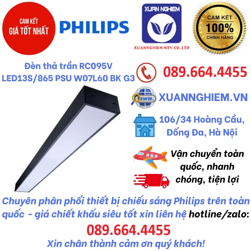 Đèn thả trần RC095V LED13S/865 PSU W07L60 BK G3