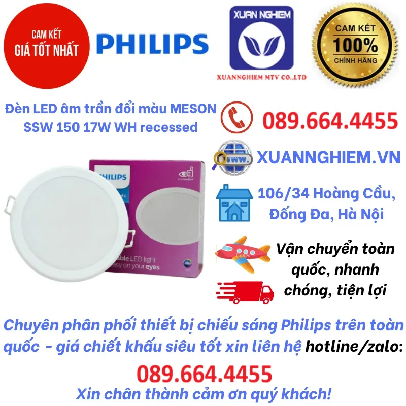 Đèn LED âm trần đổi màu MESON SSW 150 17W WH recessed