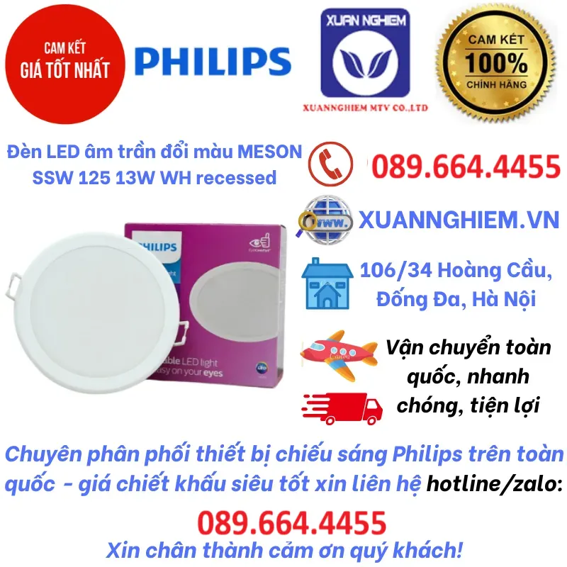 Đèn LED âm trần đổi màu MESON SSW 125 13W WH recessed