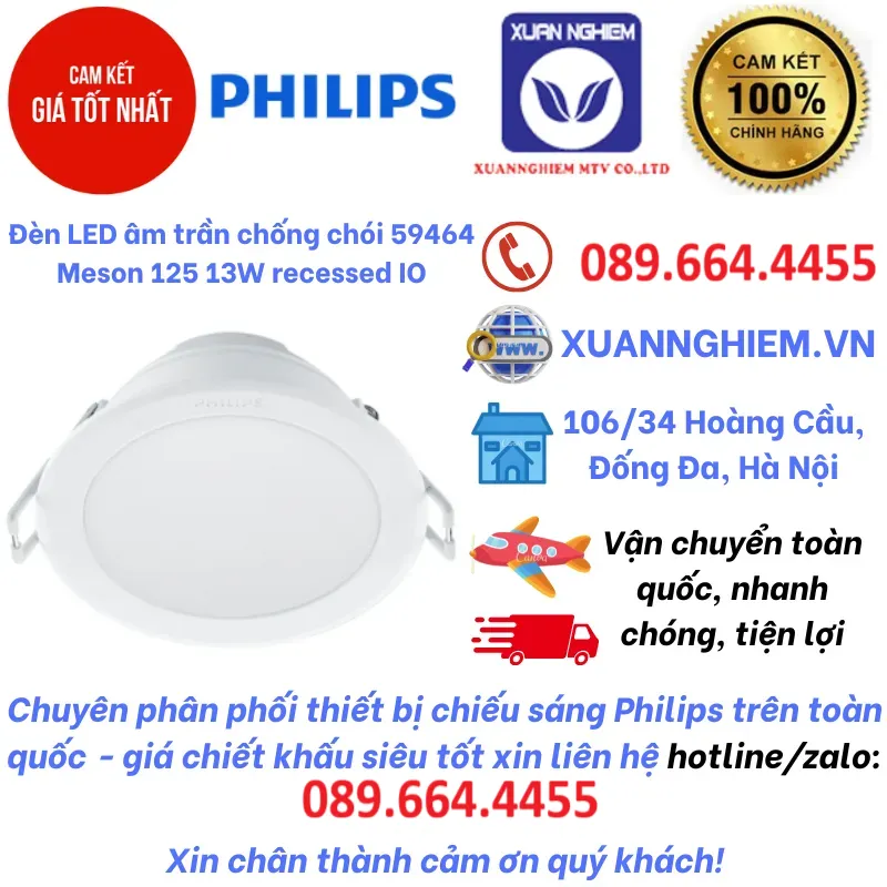 Đèn LED âm trần chống chói 59464 Meson 125 13W recessed IO