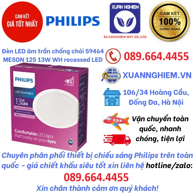 Đèn LED âm trần chống chói 59464 MESON 125 13W WH recessed LED