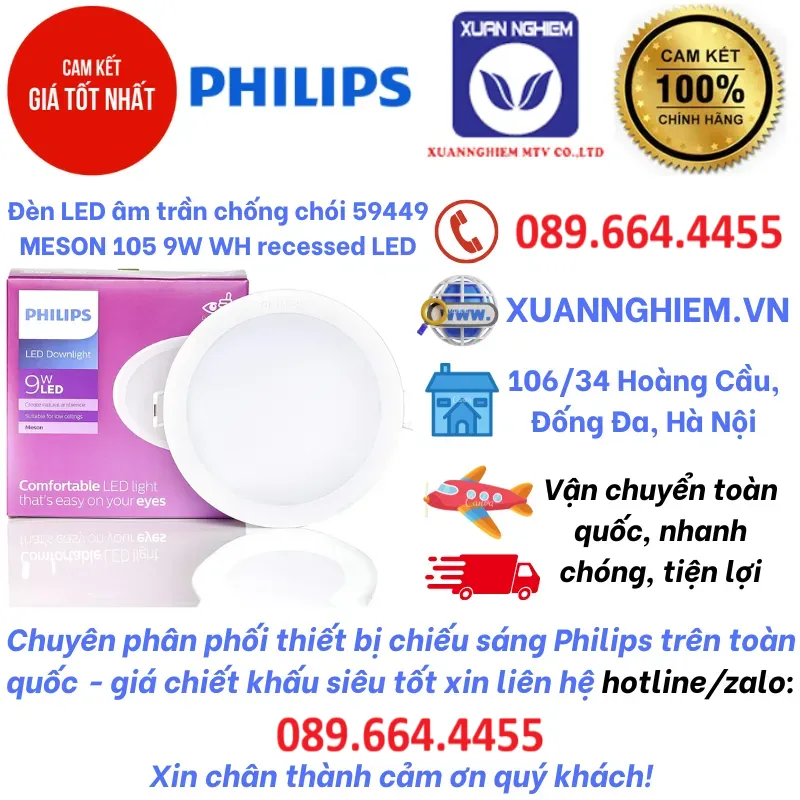 Đèn LED âm trần chống chói 59449 MESON 105 9W WH recessed LED
