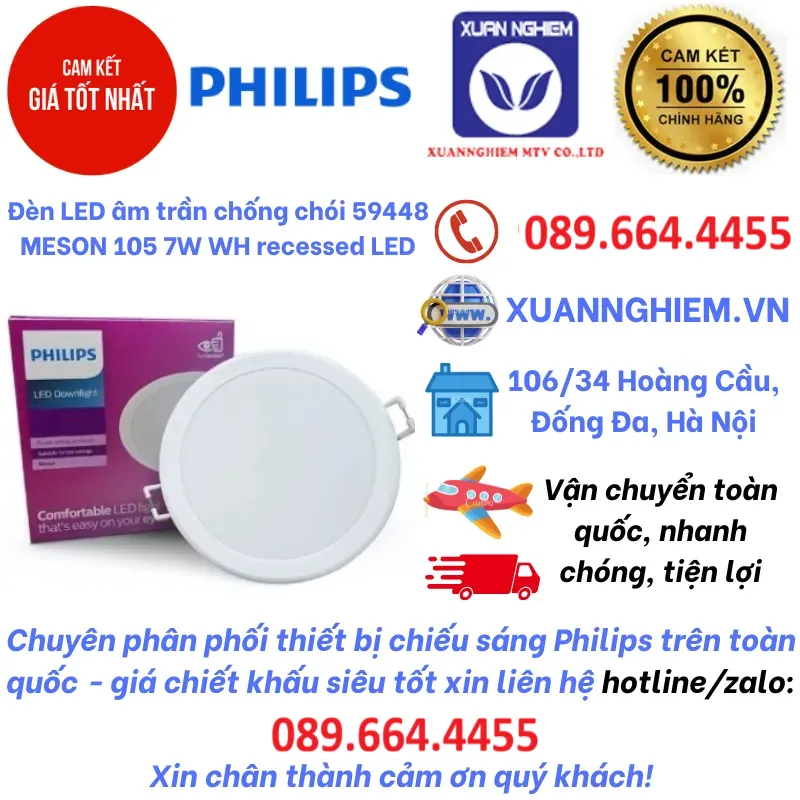 Đèn LED âm trần chống chói 59448 MESON 105 7W WH recessed LED