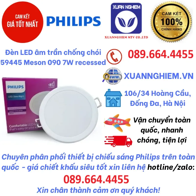 Đèn LED âm trần chống chói 59445 Meson 090 7W recessed