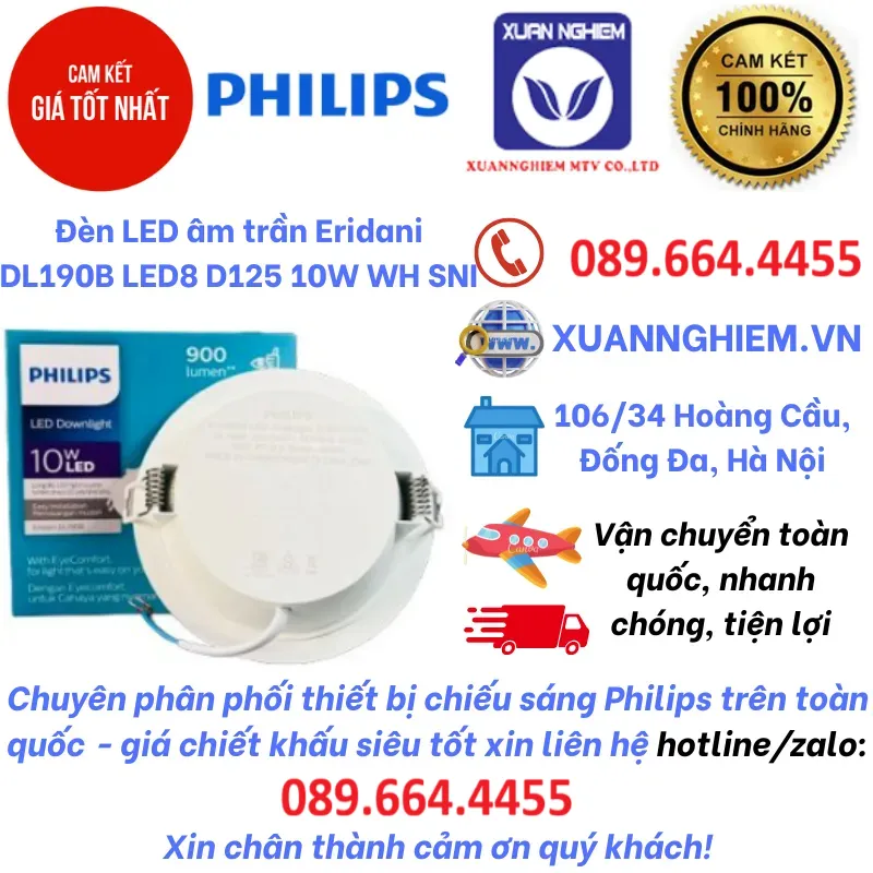 Đèn LED âm trần Eridani DL190B LED8 D125 10W WH SNI