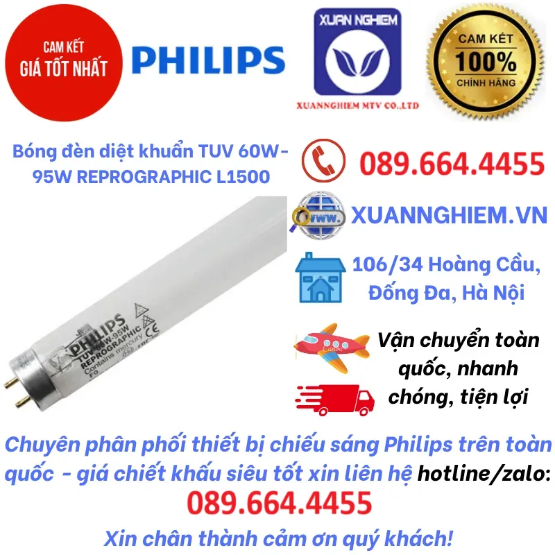 Bóng đèn diệt khuẩn TUV 60W-95W REPROGRAPHIC L1500
