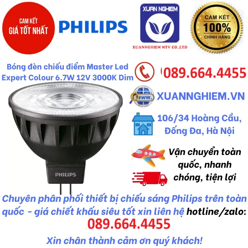 Bóng đèn chiếu điểm Master Led Expert Colour 6.7W 12V 3000K Dim
